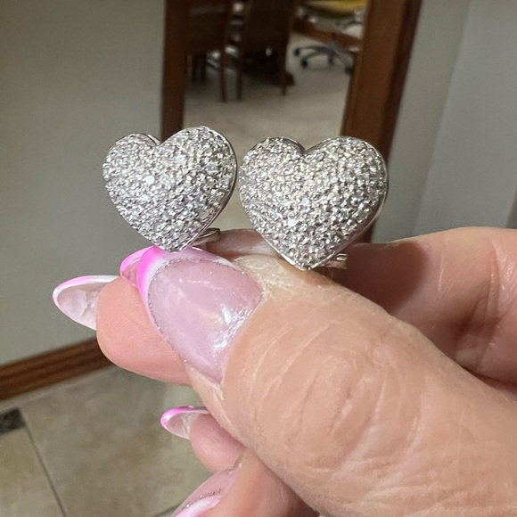 Pave diamond earrings 14k - Picture 6 of 11